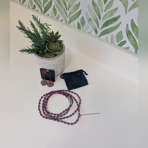 ⭐Bead For Life Purple Long Necklace And Earrings⭐